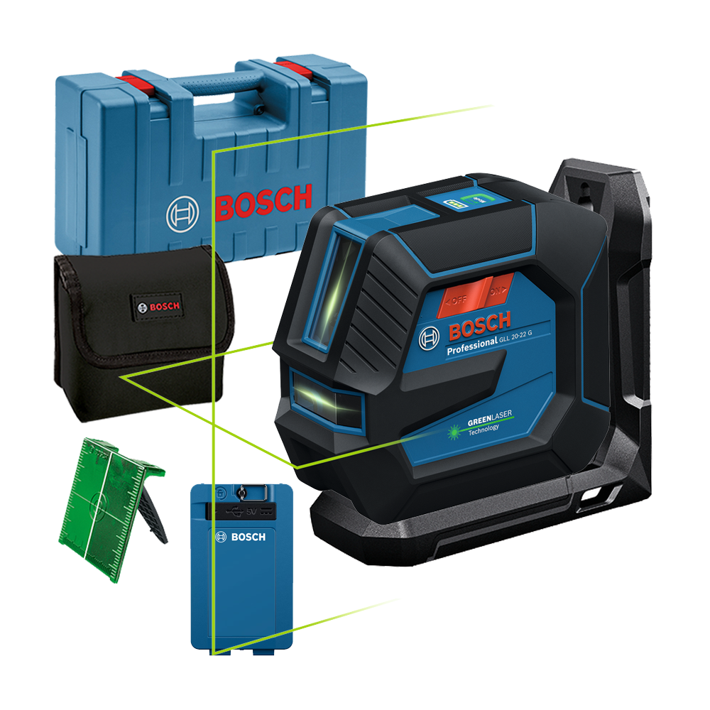 BOSCH GLL 20-22 G Nivela laser cu linii verzi (20 m)