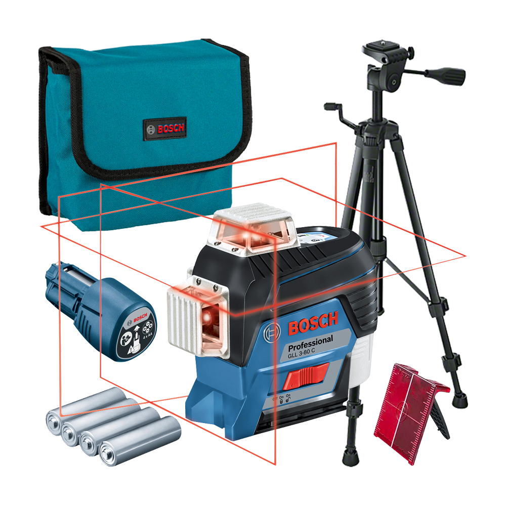 BOSCH GLL 3-80 C + BT 150 Nivela laser cu linii (30 m) + Stativ