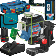 BOSCH GLL 3-80 CG + BM 1 Nivela laser cu linii verzi (30 m)  cu Bluetooth + Suport + 1 acumulator Li-Ion, 2Ah + Incarcator GAL 1