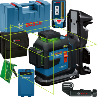BOSCH GLL 80-33 G + LB 10 + DK 20 + LR 7 Nivela laser cu linii verzi (30 m) + Receptor + Suport + Clema + Acumulator 3.7V, 3Ah +
