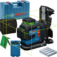 BOSCH GLL 80-33 G + LB 10 Nivela laser cu linii verzi (30 m) + Suport + Acumulator 3.7V, 3Ah + Valiza