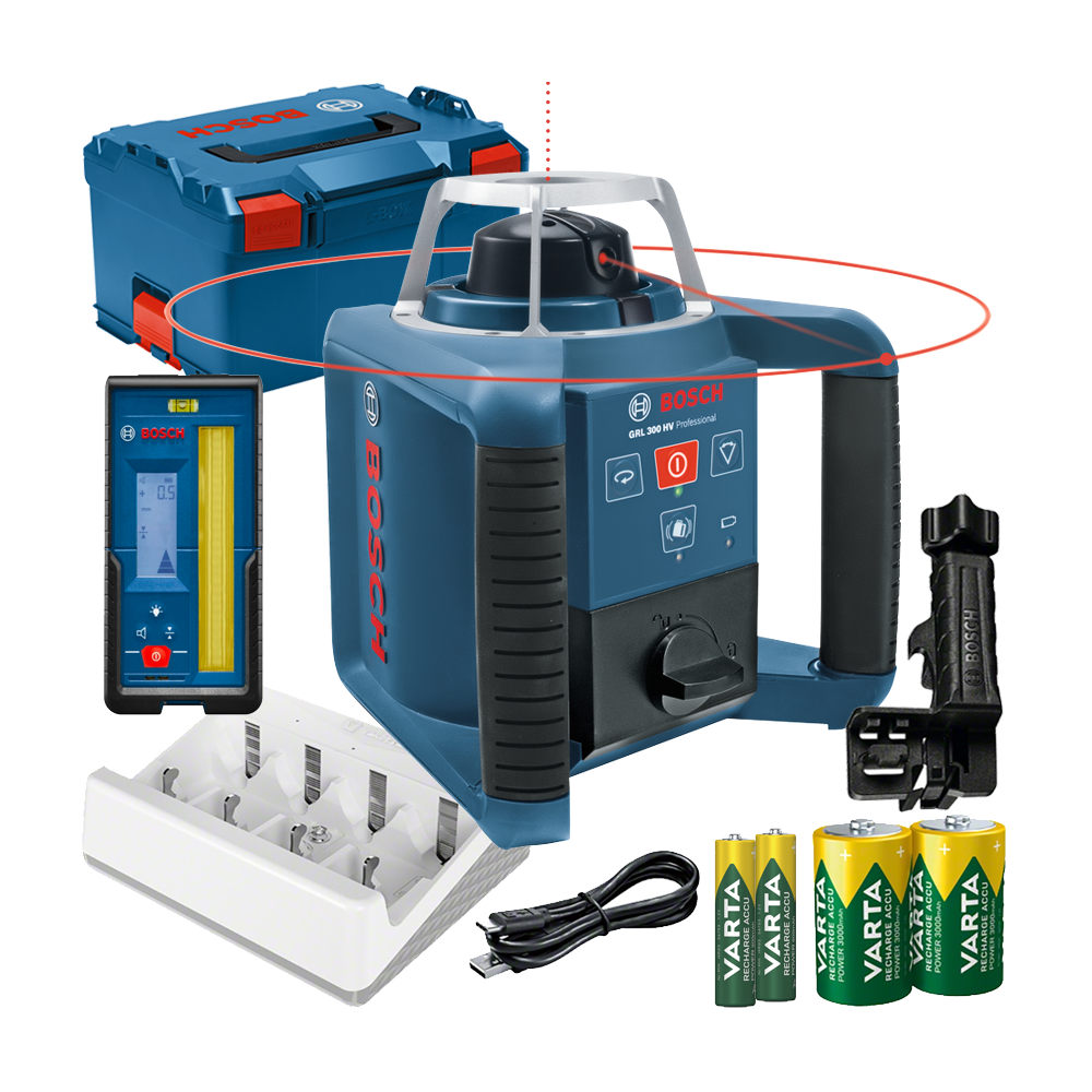 BOSCH GRL 300 HV + LR 451 Nivela laser rotativa (300 m) + Receptor + L-BOXX