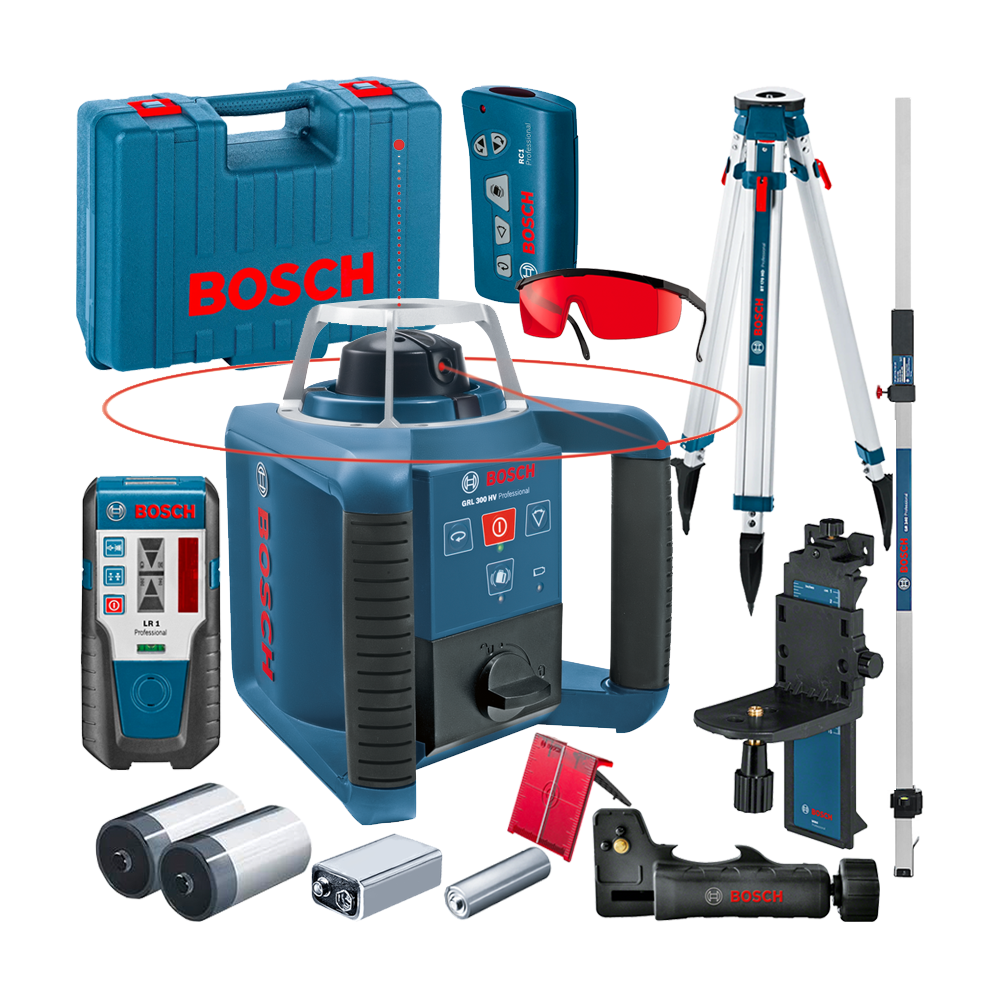 BOSCH GRL 300 HV Nivela laser rotativa (300 m) +  BT 170 Trepied + GR 240 Rigla