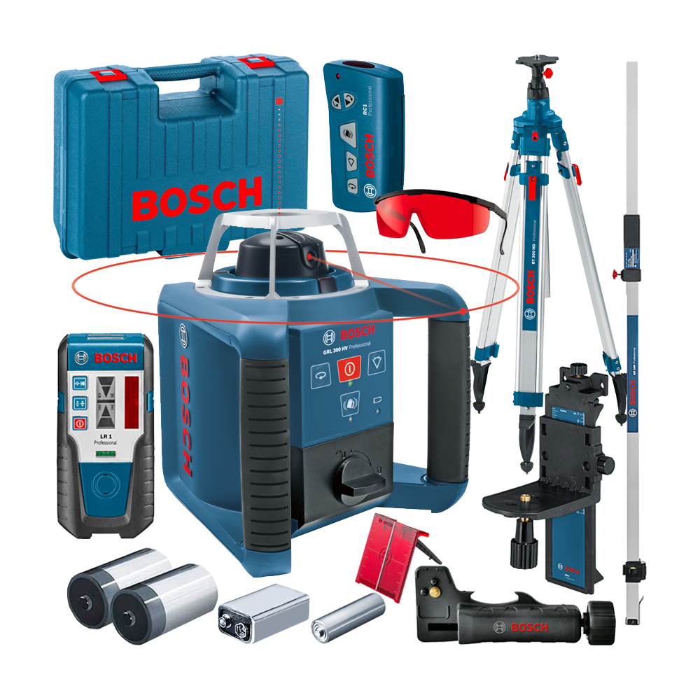 BOSCH GRL 300 HV Nivela laser rotativa (300 m) +  BT 300 HD Trepied + GR 240 Rigla