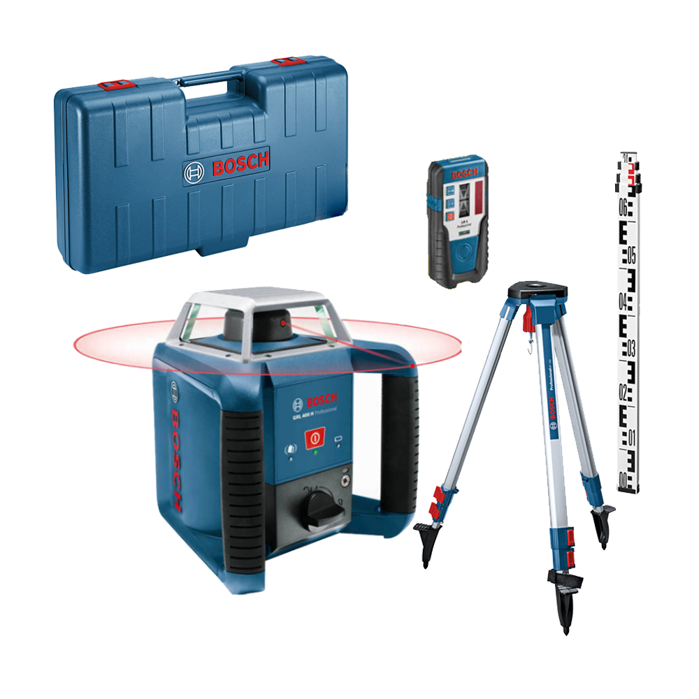 BOSCH GRL 400 H Nivela laser rotativa (400 m) + BT 152 Trepied + GR 2400 Rigla + Valiza