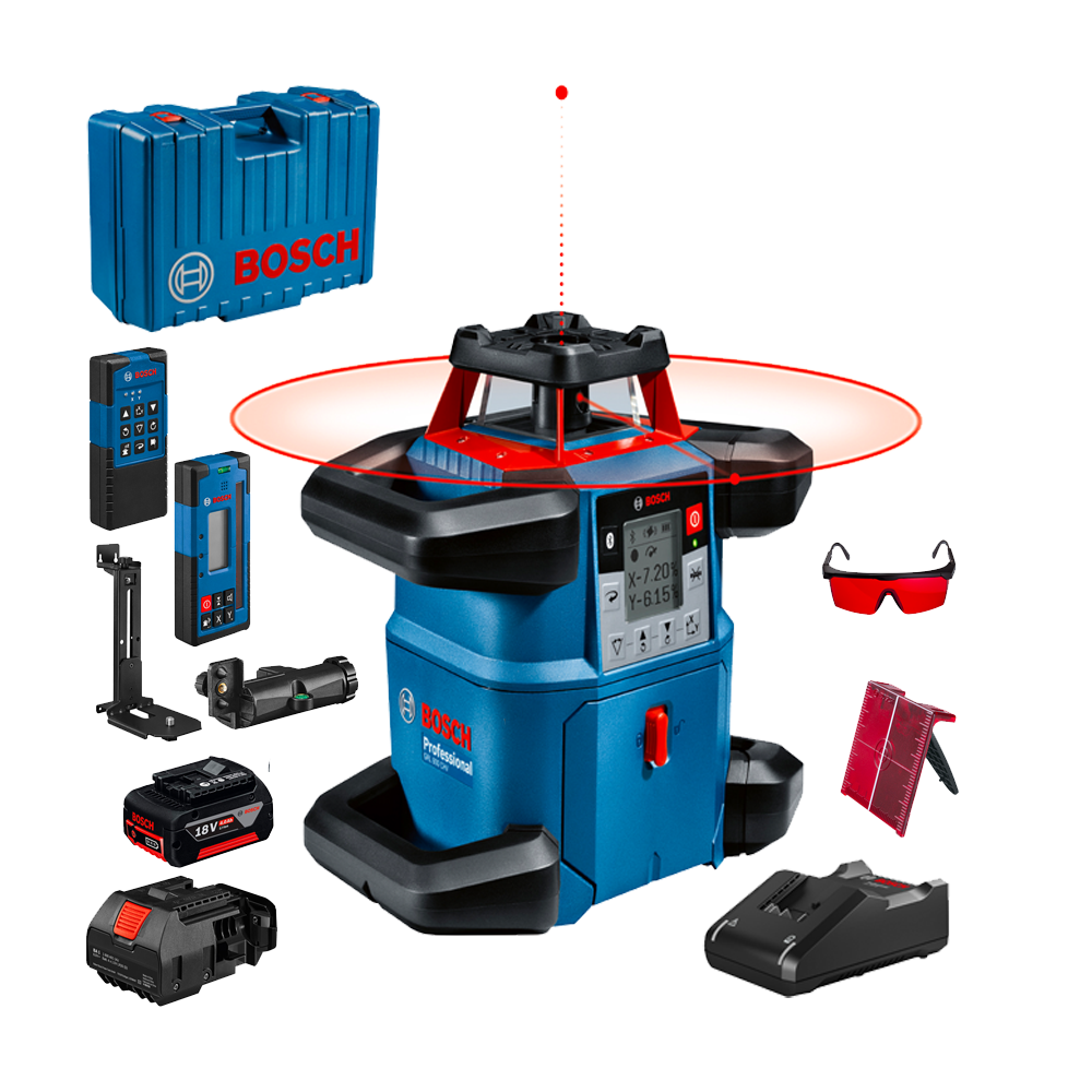 BOSCH GRL 600 CHV + LR 60 + RC 6 Nivela laser rotativa orizontal/vertical (600 m) + Receptor si telecomanda