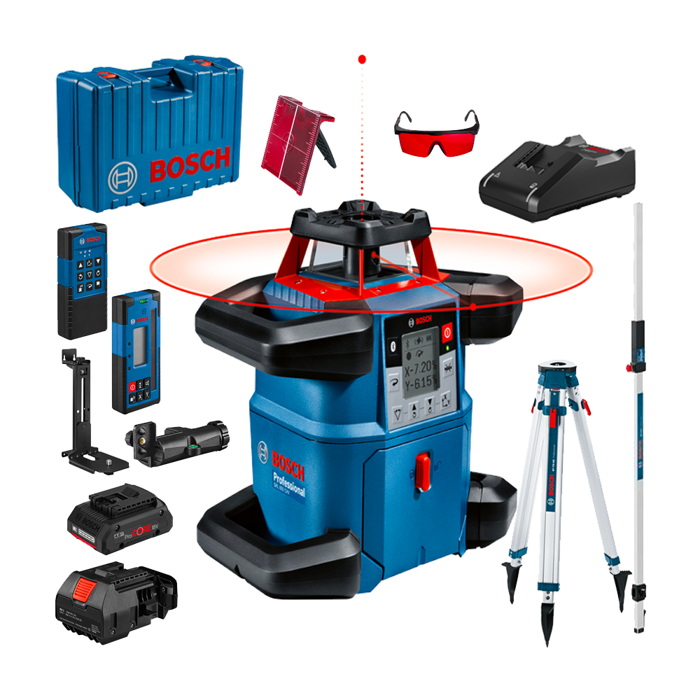 BOSCH GRL 600 CHV + LR 60 + RC 6 Nivela laser rotativa orizontal/vertical (600 m) + Receptor si telecomanda + BT 170 Trepied + G