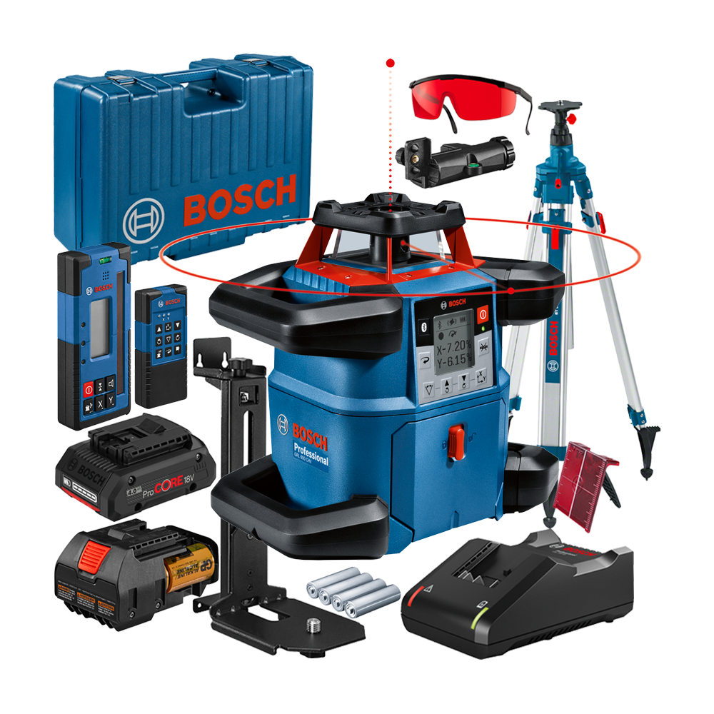 BOSCH GRL 600 CHV + LR 60 + RC 6 Nivela laser rotativa orizontal/vertical (600 m) + Receptor si telecomanda + BT 300 Trepied