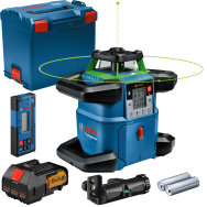 BOSCH GRL 650 CHVG + LR 65 G Nivela laser rotativa cu laser VERDE (650 m) + Receptor + L-BOXX