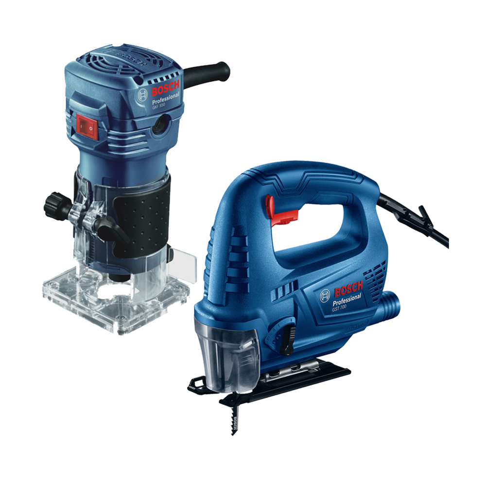 BOSCH GST 700 Ferastrau vertical 500 W + GKF 550 Masina de frezat muchii 550 W
