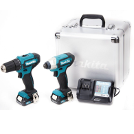 MAKITA CLX224X Kit 2 scule 12V (DF333DZ + TD110DZ cu 2 acumulatori Li-Ion, de 1.5 Ah) + Geanta aluminiu
