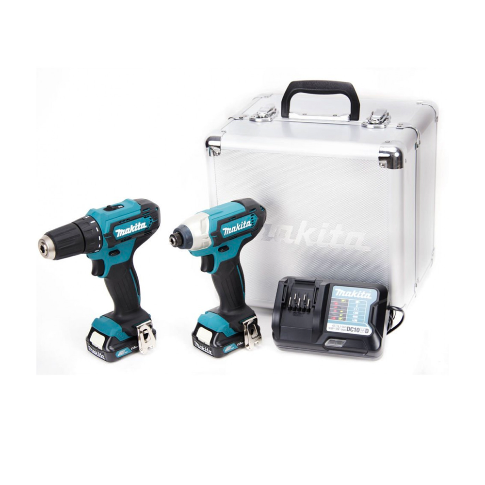 MAKITA CLX224X Kit 2 scule 12V (DF333DZ + TD110DZ cu 2 acumulatori Li-Ion, de 1.5 Ah) + Geanta aluminiu