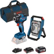 BOSCH  GDR 18V-200 Surubelnita cu impact brushless, cu 2 acumulatori,unul de 4Ah si unul de 2Ah, 200Nm + GLI 18V-1900 Lampa Li-I