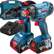 BOSCH  Kit 2 scule 18V GSR 18V-50 Masina de gaurit si insurubat brushless cu 2 acumulatori Li-Ion, 5Ah, 50Nm + GDX 180-LI Masina