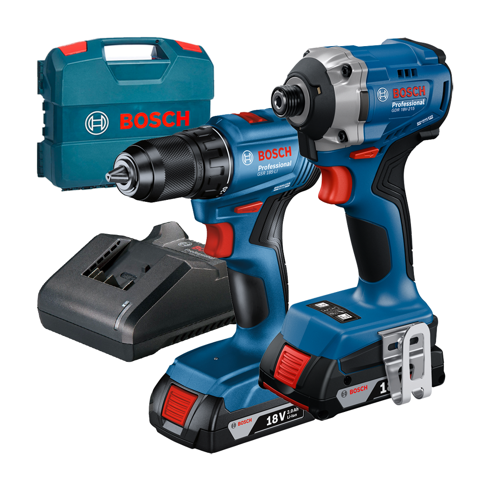 BOSCH GDR 18V-215 Surubelnita cu impact brushless, cu 2 acumulatori Li-Ion, 2Ah, 215Nm + GSR 185-LI Masina de gaurit si insuruba