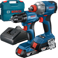 BOSCH GDX 18V-285 Masina de insurubat cu impact brushless, cu 2 acumulatori Li-Ion, 2Ah, 285Nm +  GSR 185-LI Masina de gaurit si
