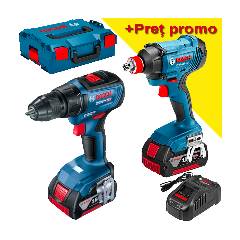 BOSCH GSR 18V-50 Masina de gaurit si insurubat brushless cu 2 acumulatori Li-Ion, 5Ah CoolPack, 50Nm, cu incarcator rapid de 8Ah