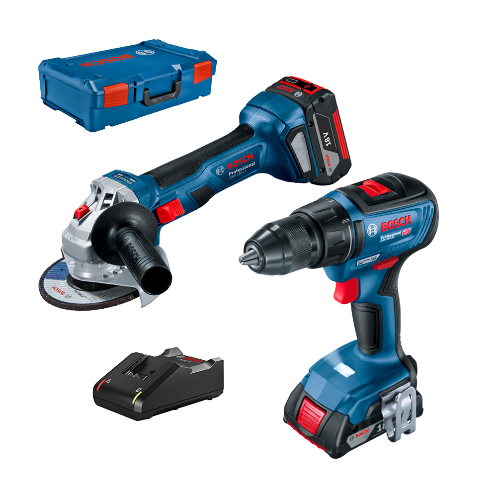 BOSCH GWS 180-LI Polizor unghiular brushless, Li-Ion, diametru disc 125 + GSR 18V-50 Masina de gaurit si insurubat brushless, Li