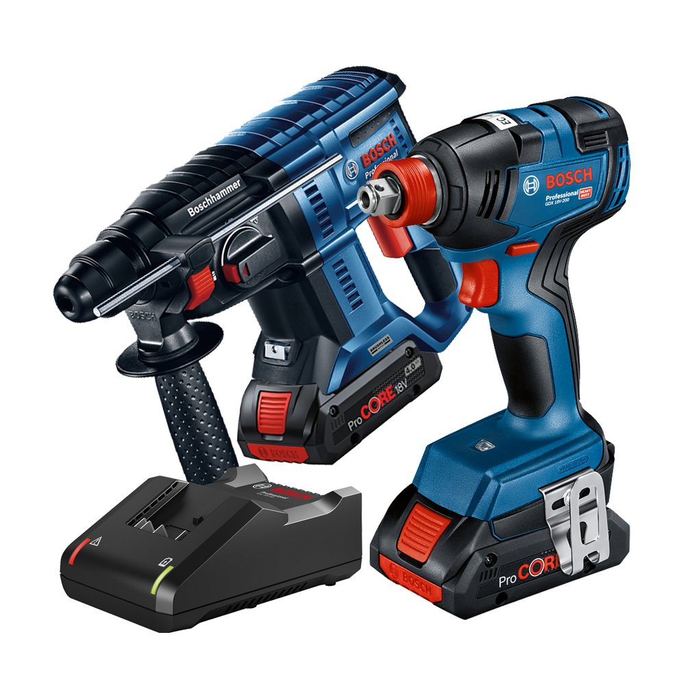 BOSCH Kit 2 scule 18V GBH 180-LI Ciocan rotopercutor brushless Li-Ion, 2J + GDX 18V-200 Masina de insurubat cu impact brushless,
