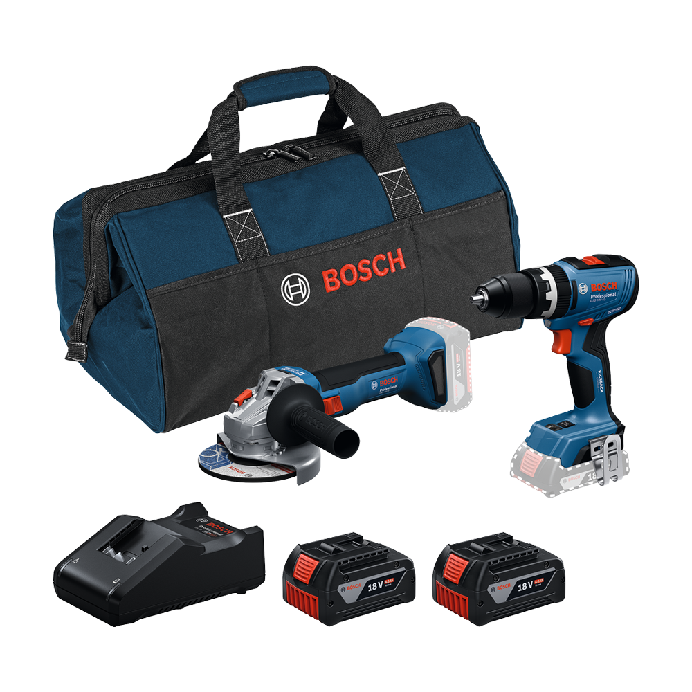 BOSCH Kit 2 scule 18V GSB 18V-65 + GWS 18V-8 + 2x GBA 4.0Ah + GAL 18V-40 + GEANTA