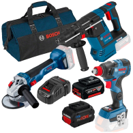 BOSCH Kit 3 scule 18V GBH 18V-26 Ciocan rotopercutor brushless + GDX 18V-200 C Masina de insurubat cu impact brushless, 200Nm +