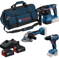 BOSCH Kit 3 scule 18V GSR + GWS + GBH + 2 x GBA 18V 4.0 Ah + GAL 18V-40 + Geanta textil