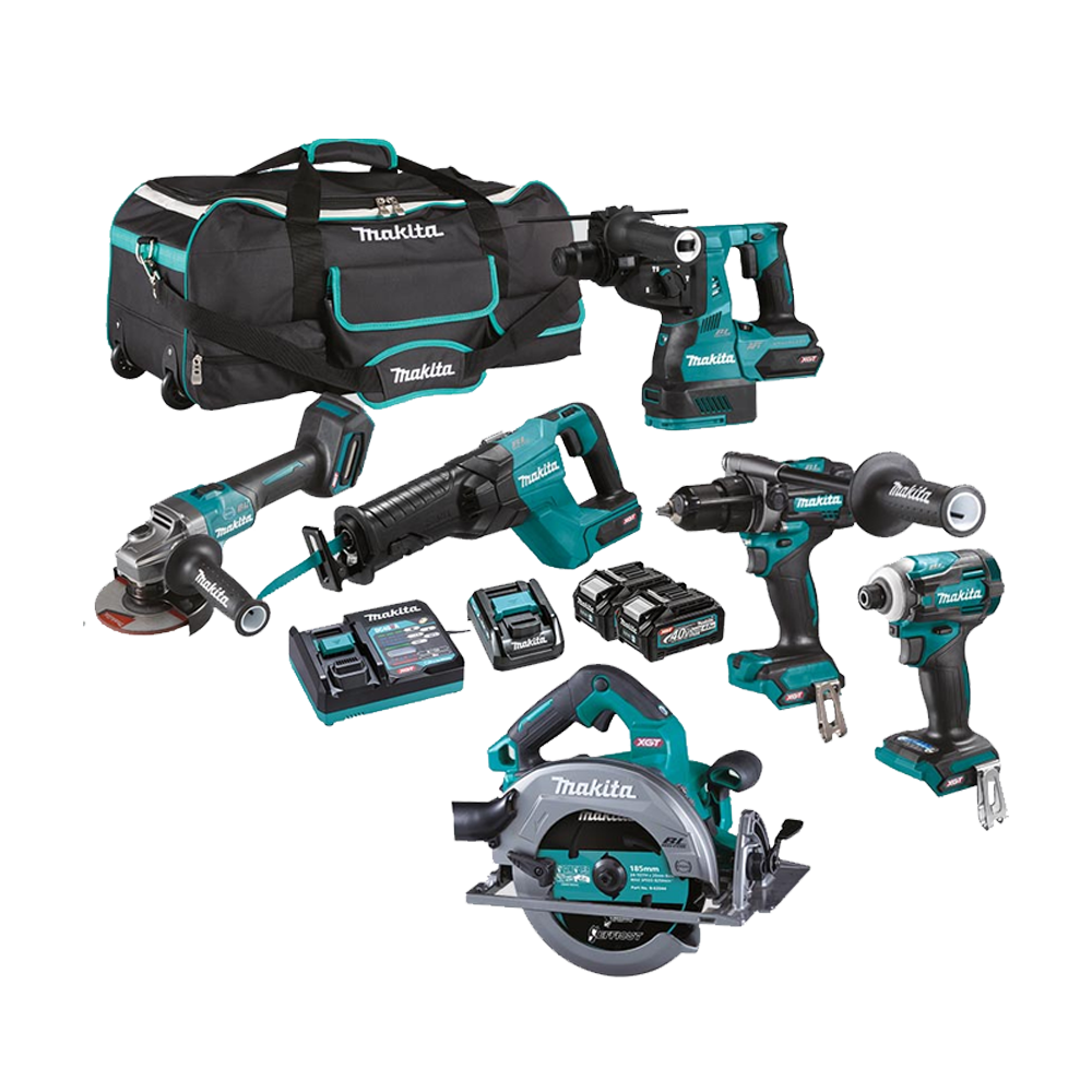 MAKITA DK0115G601 Kit 6 scule 40V XGT (HP001G + GA005G + HR001G + HS003G + JR001G + TD001G) cu 2 acumulatori Li-Ion, de 4 Ah + A