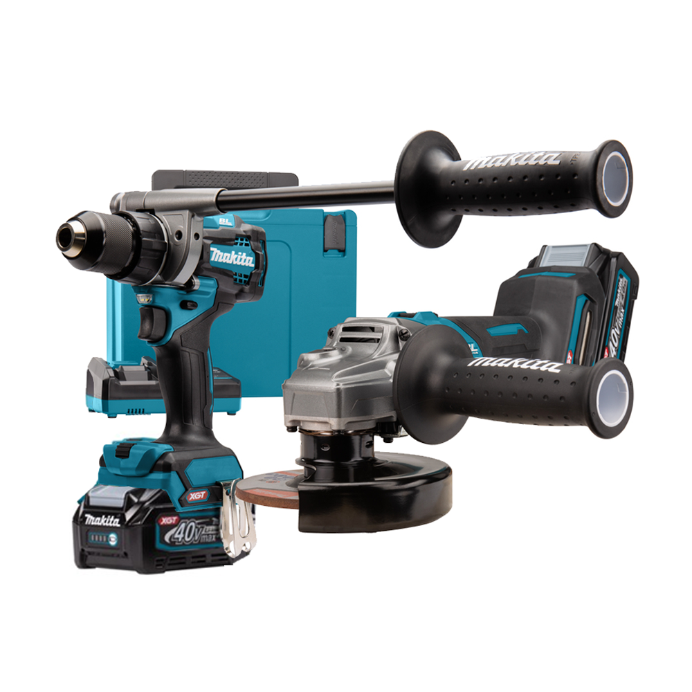 MAKITA DK0124G201 Kit 2 scule 40V XGT (DF001G + GA005G) cu 2 acumulatori Li-Ion, de 4 Ah + Valiza Makpac