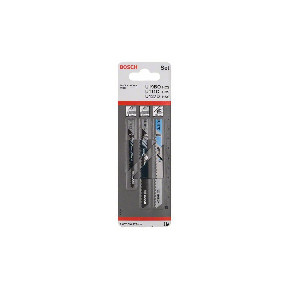Bosch  Set 3 panze U pentru lemn, aluminiu