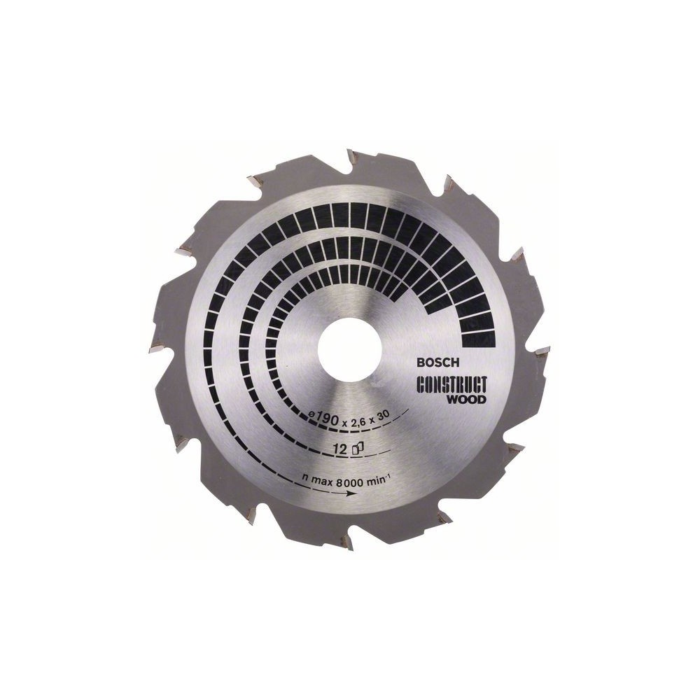 Bosch Panza ferastrau circular Construct Wood, 190x30x2.6mm, 12T