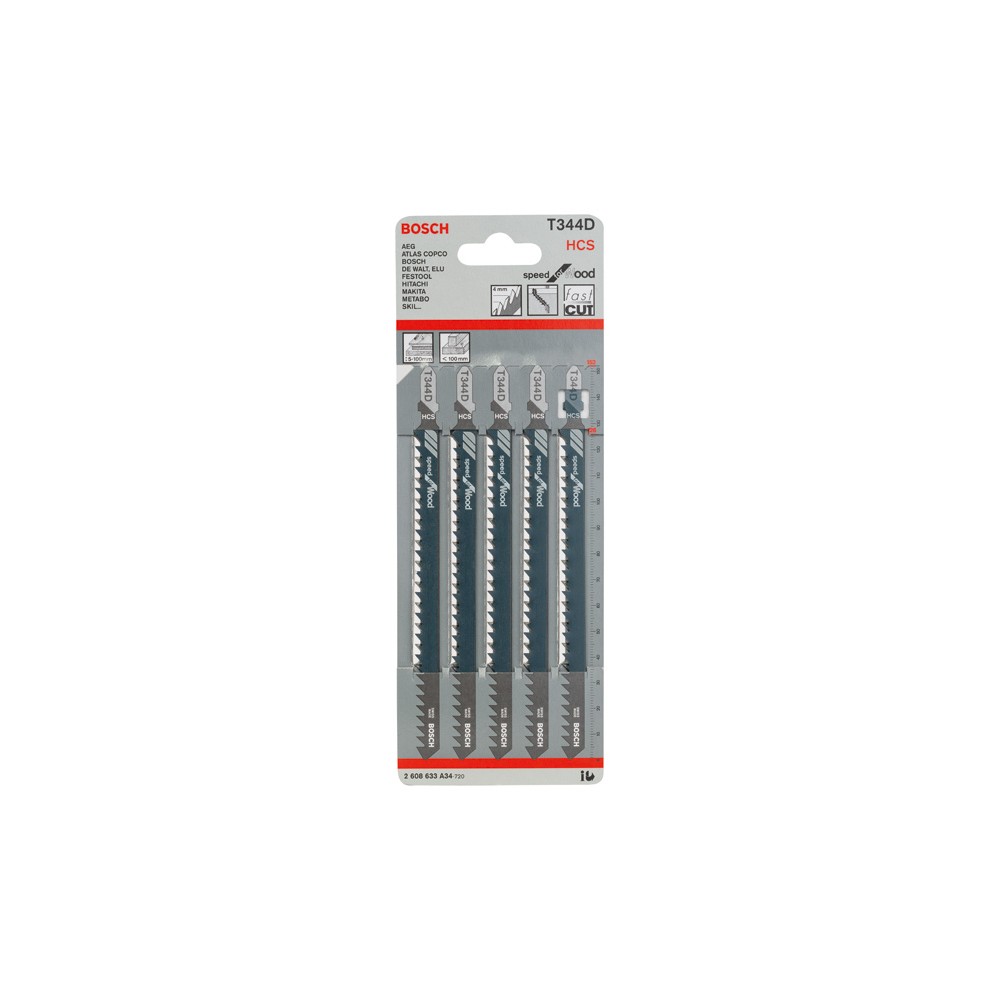 Bosch Set 5 Panze ferastrau vertical Precision for Wood, T 344D, 152mm