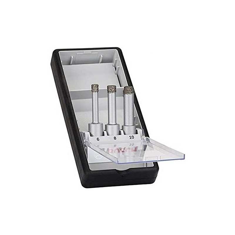 Bosch Set 3 burghie diamantate Robust Line pentru gaurire uscata, ceramica, D6-10mm