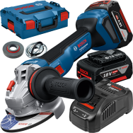 BOSCH  GWS 18V-11 S Polizor unghiular brushless, cu regulator, cu 2 acumulatori Li-Ion, 5Ah, diametru disc 125 mm + L-BOXX