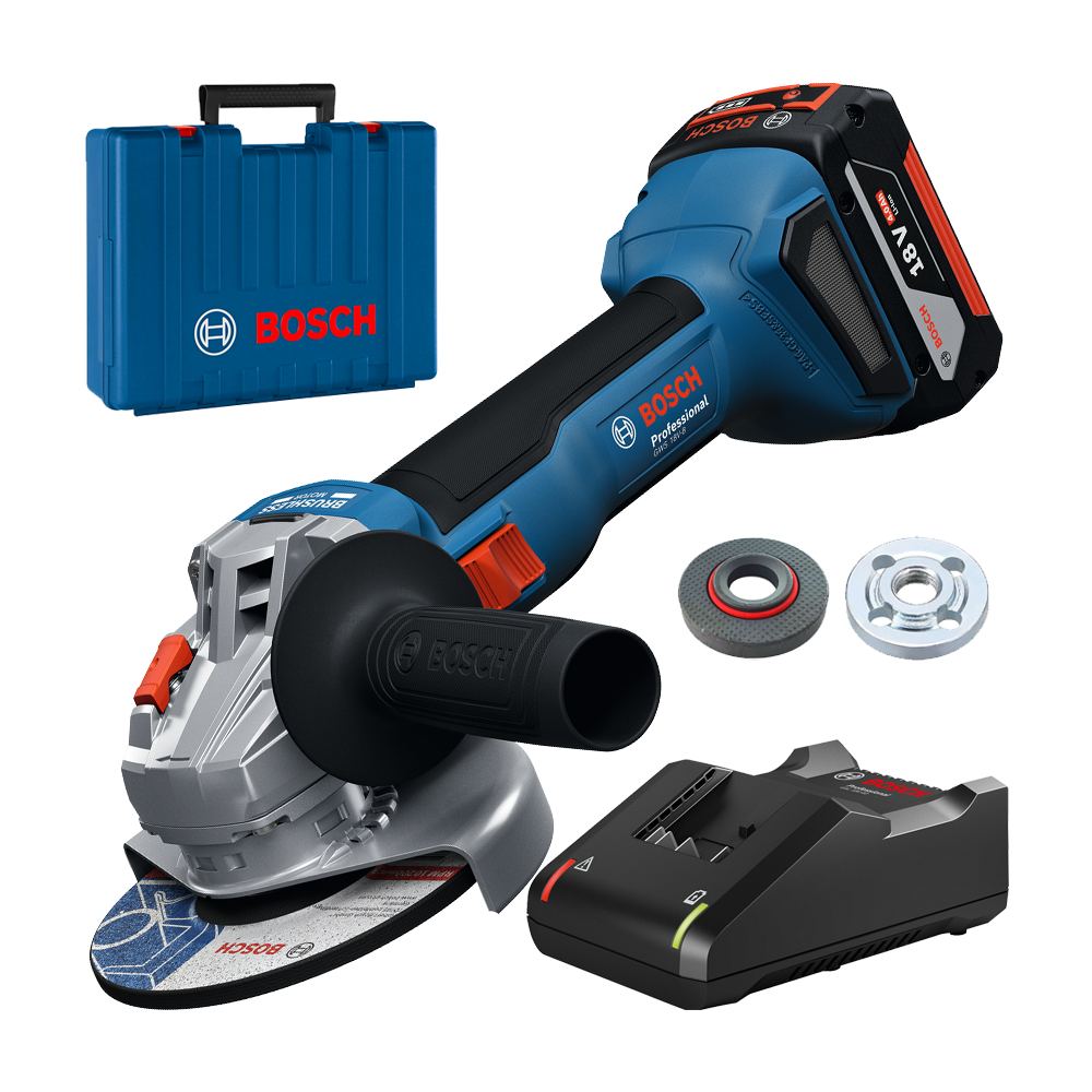 BOSCH  GWS 18V-8 Polizor unghiular brushless, cu 1 acumulator Li-Ion, 4Ah, diametru disc 125 mm + Valiza