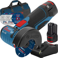 BOSCH GWS 12V-76 Polizor unghiular brushless cu 2 acumulatori Li-Ion, 3Ah + Incarcator rapid de 4Ah GAL12V-40 + Geanta textil