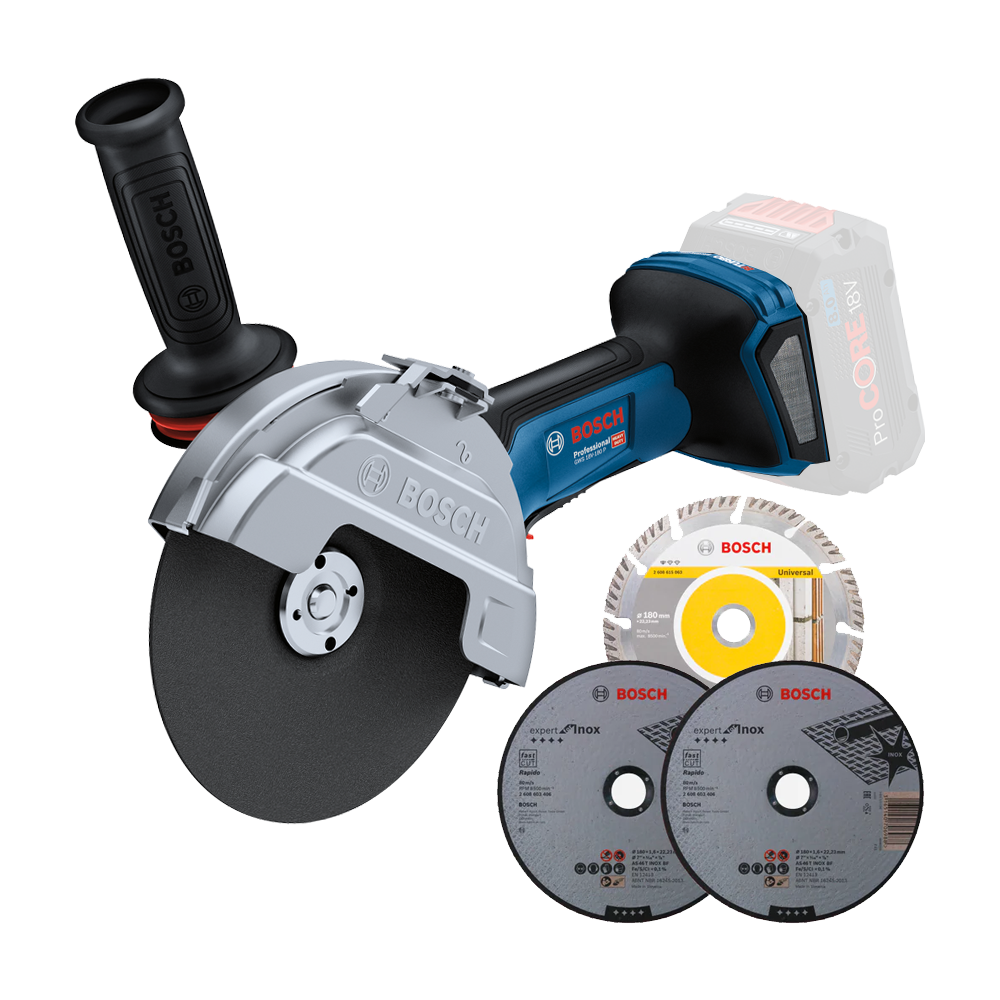 BOSCH GWS 18V-180 P (SOLO) Polizor unghiular BITURBO brushless, Li-Ion, diametru disc 180, fara acumulator in set