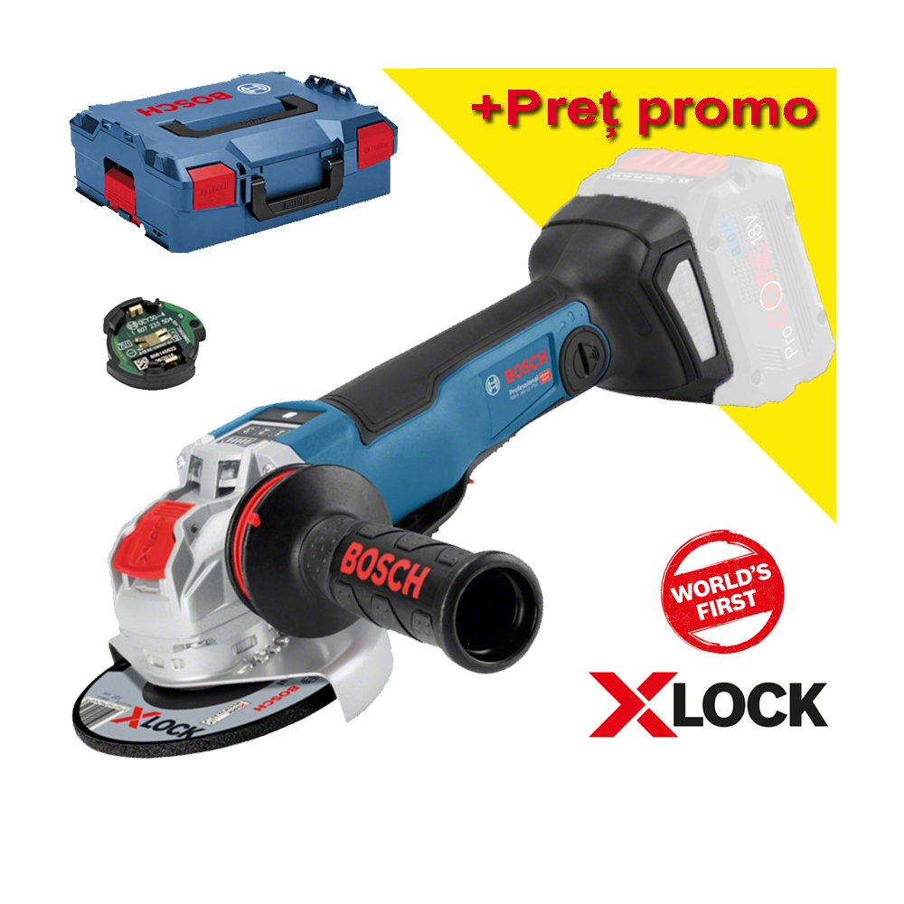 BOSCH GWX 18V-10 PSC (SOLO) Polizor unghiular brushless, Li-Ion, diametru disc 125, fara acumulator in set, cu X-LOCK