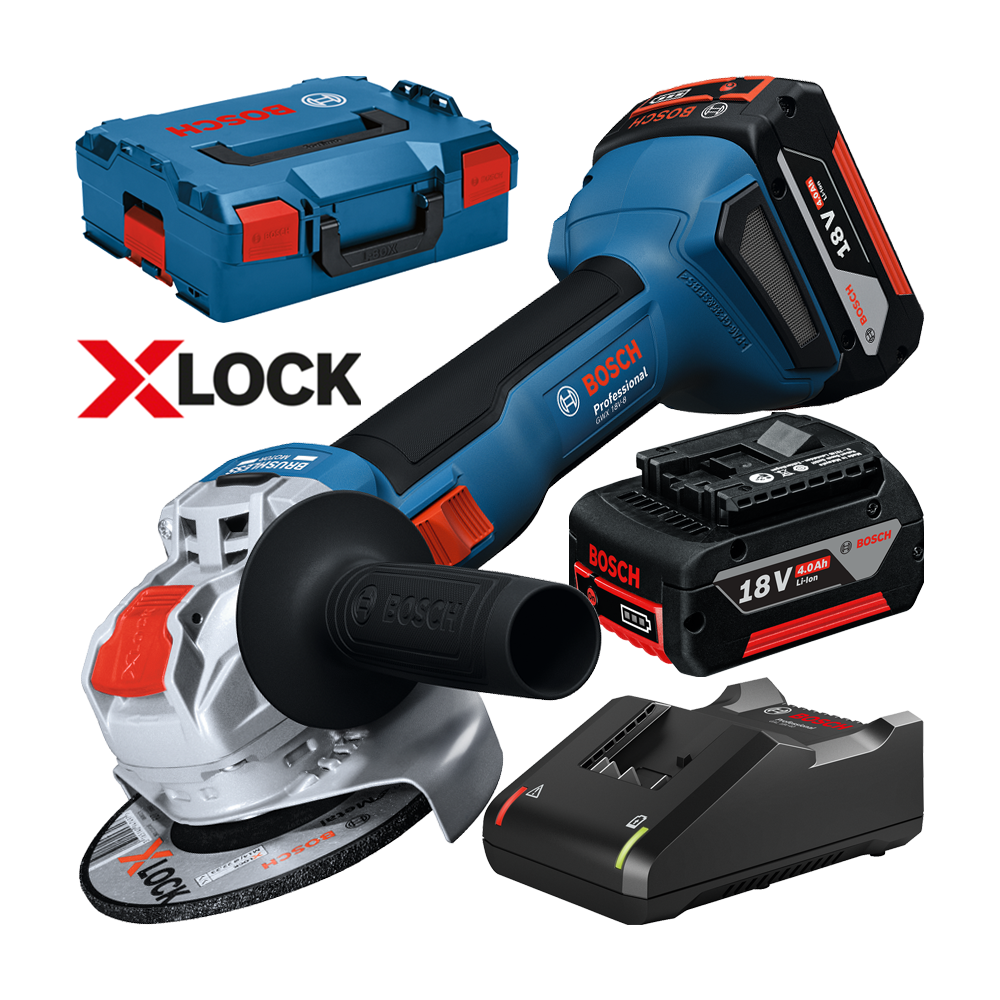 BOSCH GWX 18V-8 Polizor unghiular brushless, cu 2 acumulatori ProCore Li-Ion, 4Ah, diametru disc 125 mm + L-BOXX, cu X-LOCK