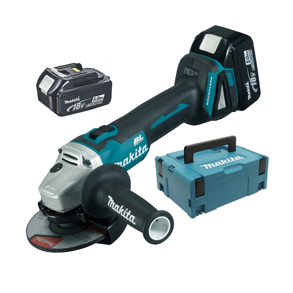 MAKITA DGA506RTJ Polizor unghiular brushless, cu 2 acumulatori Li-Ion, 18V, 5Ah