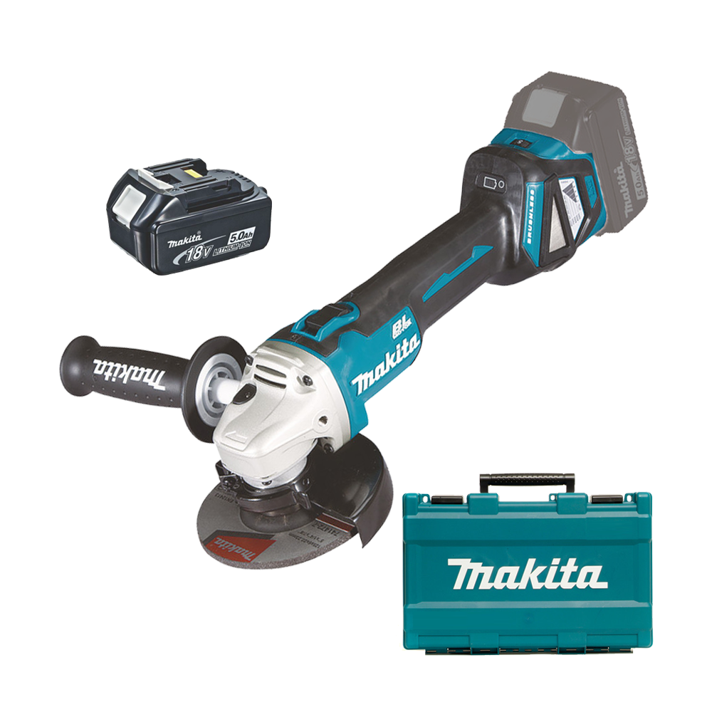 MAKITA DGA511RTE Polizor unghiular brushless, cu regulator de turatie cu 2 acumulatori Li-Ion, 18V, 5Ah