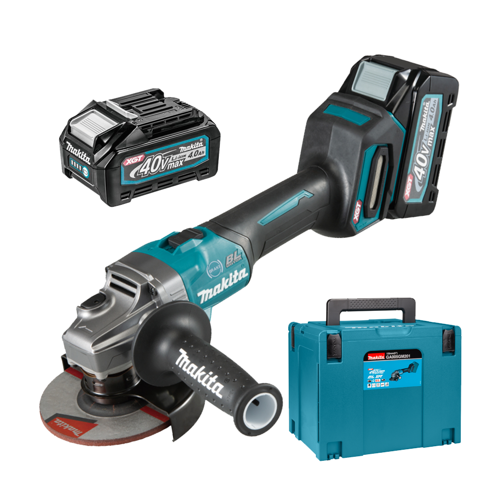 MAKITA GA005GM201 Polizor unghiular brushless, cu 2 acumulatori Li-Ion, 40V XGT, 4Ah
