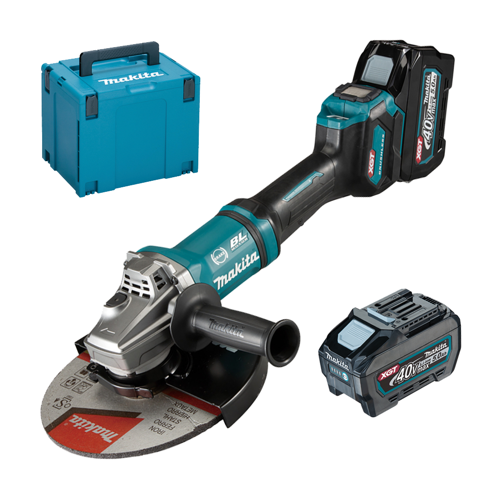 MAKITA GA038GT201 Polizor unghiular brushless, diametru disc 230 mm, cu 2 acumulatori Li-Ion, 40V XGT, 5Ah + Makpac