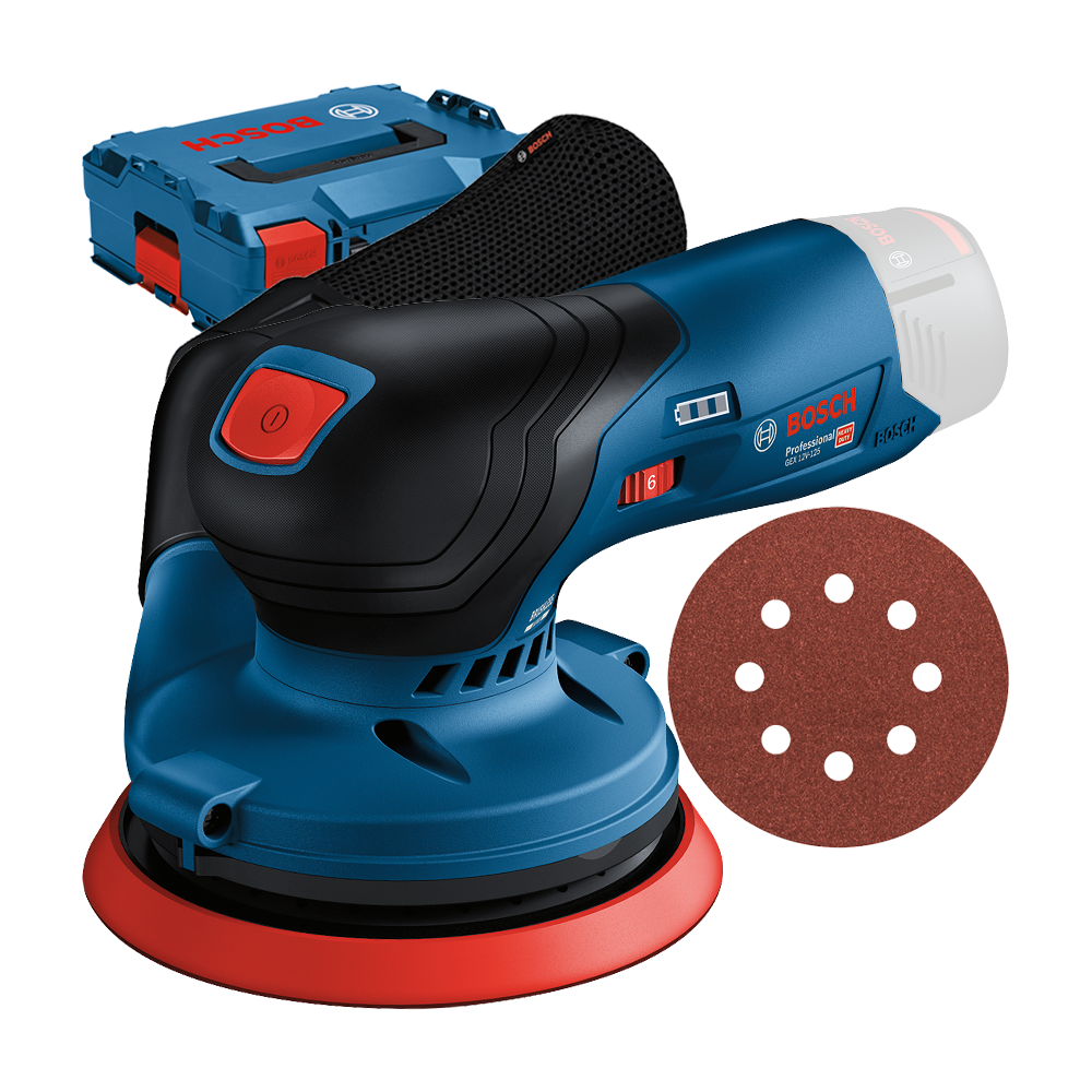 BOSCH GEX 12V-125 (SOLO) Slefuitor excentric Li-Ion, 12V, fara acumulator in set + L-BOXX