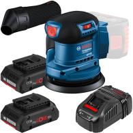 BOSCH GEX 185-LI Slefuitor excentric brushless Li-Ion +  Set 2 acumulatori 4Ah ProCore + Incarcator rapid de 8Ah + Geanta textil