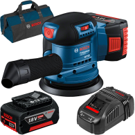 BOSCH GEX 185-LI Slefuitor excentric brushless Li-Ion +  Set 2 acumulatori 5Ah CoolPack + Incarcator + Geanta textil mediu