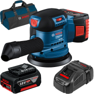 BOSCH GEX 185-LI Slefuitor excentric brushless Li-Ion +  Set 2 acumulatori 5Ah CoolPack + Incarcator + Geanta textil mediu