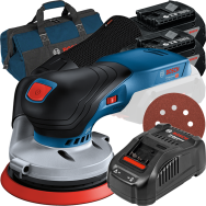 BOSCH GEX 18V-125 (SOLO) Slefuitor excentric Li-Ion +  Set 2 acumulatori 5Ah CoolPack + Incarcator rapid de 8Ah GAL1880CV + Gean