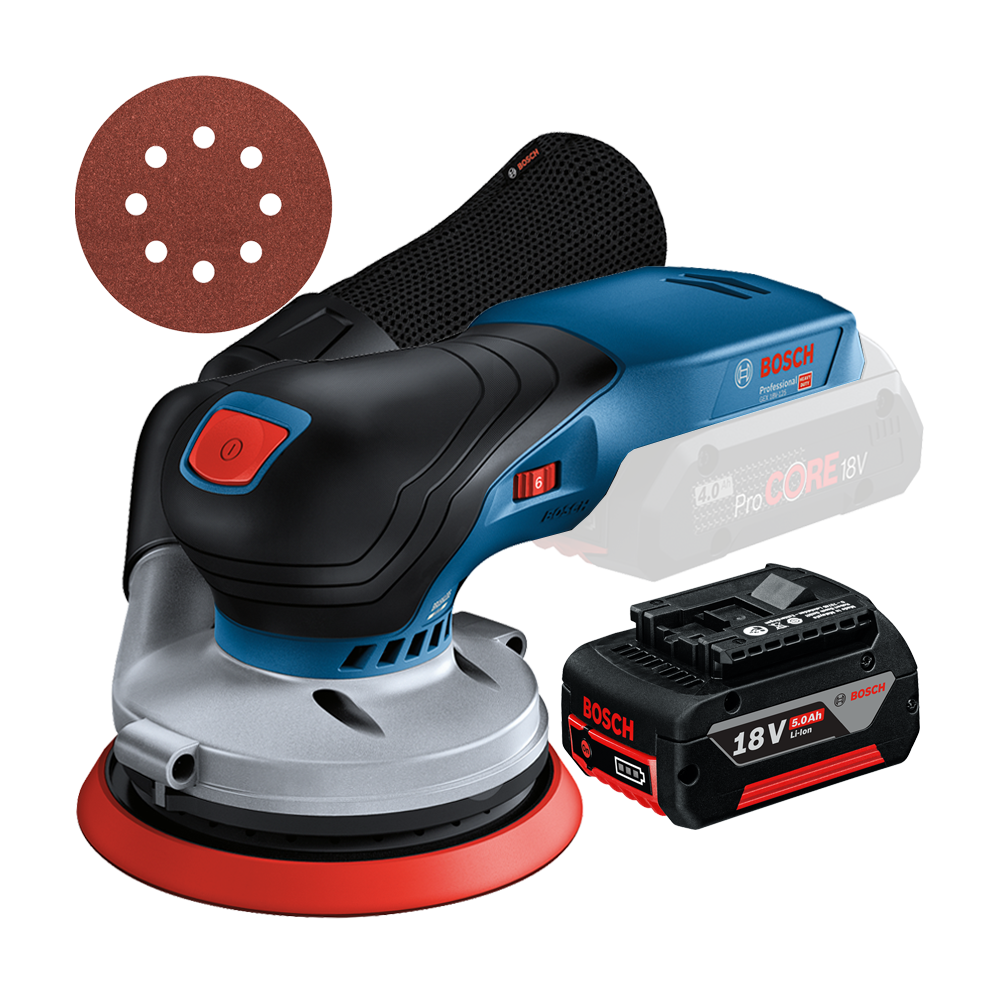 BOSCH GEX 18V-125 (SOLO) Slefuitor excentric Li-Ion, fara acumulator in set +  Acumulator 5Ah ProCore (Fara incarcator!)