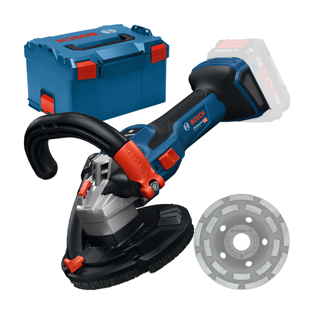 BOSCH GBR 18V-15 S (SOLO) Slefuitor de beton cu regulator, brushless, Li-Ion, diametru disc 125 mm, fara acumulator in set + Dis