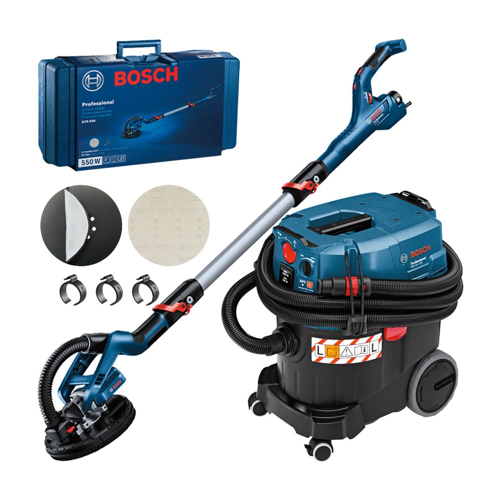 BOSCH GTR 550 Slefuitor pentru pereti/tavan/gips-carton + GAS 35 L AFC Aspirator universal 1200 W